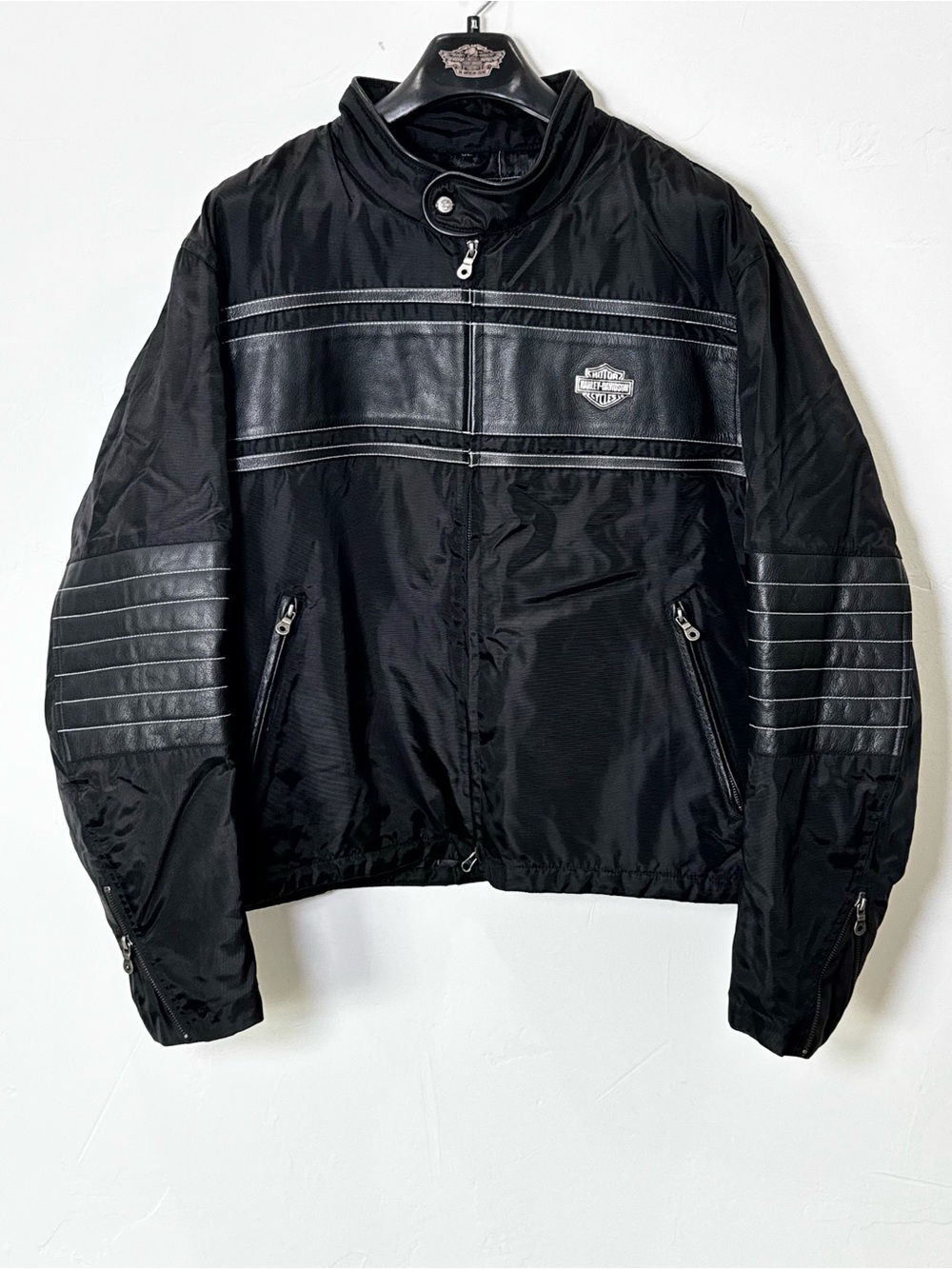 Vintage 2004 Y2K Harley Davidson Nylon Motorcycle Riding Jacket Men's XL Black
